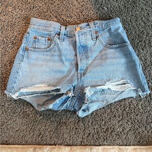 Levi's Light Blue Distressed Jean Shorts